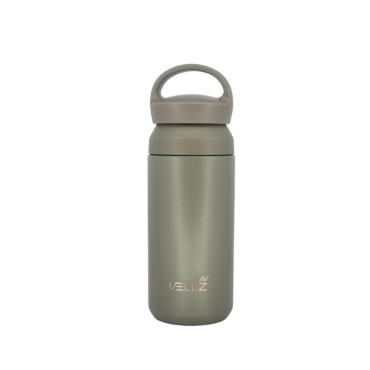 @Wellz Stainless Steel Double wall bottle - 350ml (with Lid handle) - Olive