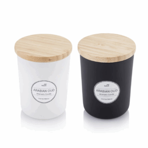 Arabic Oud Scented Glass Candle with Bamboo Lid