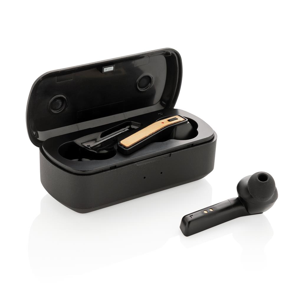 XD Bamboo Free Flow TWS Earbuds in Charging Case - Black
