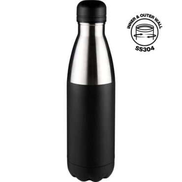 Hans Larsen Double Wall Stainless Steel Water Bottle - 500ml - Black