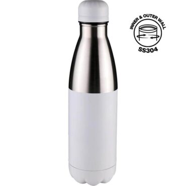 Hans Larsen Double Wall Stainless Steel Water Bottle - 500ml - White