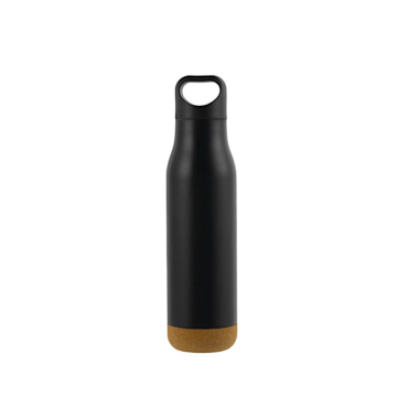 Giftology 500ml Insulated Water Bottle with Cork Base - Black