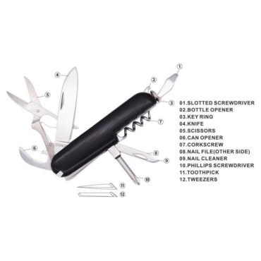 12 in 1 Multi Function Tool - Black