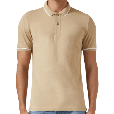 PLG Polo Pique Tipping Collar T- Shirt - Brown