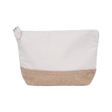 GRS-certified Recycled Cotton-Jute Zipper Pouch - Natural