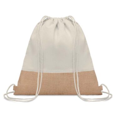GRS-certified Recycled Cotton & Jute Drawstring Bag - Natural