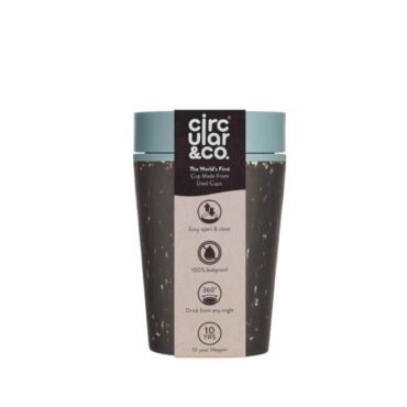 Circular Cup 8oz Black and Faraway Blue