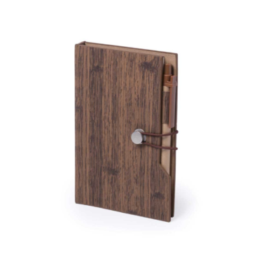 Wood Design Notebook and Pen Set with Sticky Tags