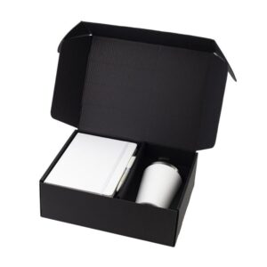 Giftology Set of Double Walled Tumbler, A5 Notebook and Pen - White
