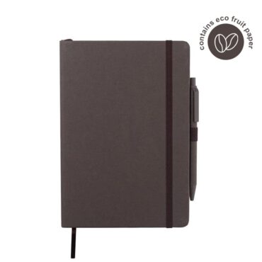 eco-neutral® A5 Hard Cover Notebook & Pen Set - Coffee Paper