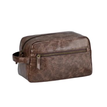 Spacious PU Leather Travel Toiletry Bag - Thickening Dark Brown