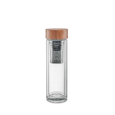 Borosilicate and Bamboo Double Wall Glass Bottle - 500ml