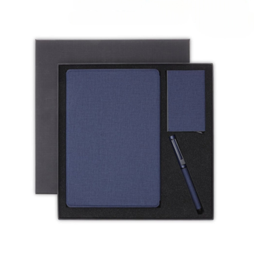 Sustainable Gift Set with Refillable Notebook, Pen & Cardholder - Navy