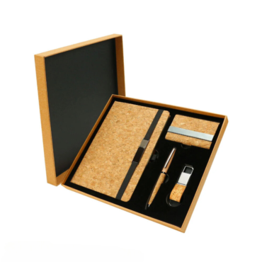 Set of Cork Notebook, Pen, Card Holder and Keychain