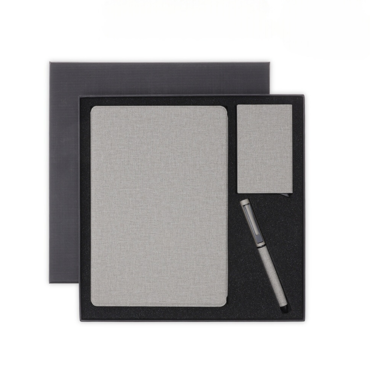 Sustainable Gift Set with Refillable Notebook, Pen & Cardholder - Grey