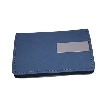 Leather Metal Cardholder - Blue