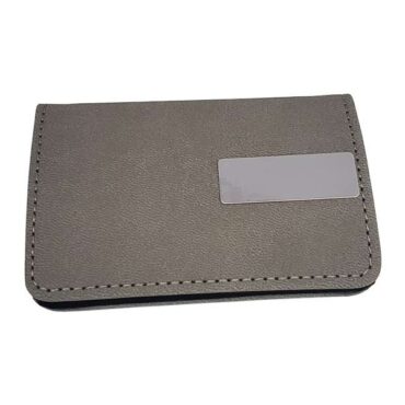 Leather Metal Cardholder - Grey