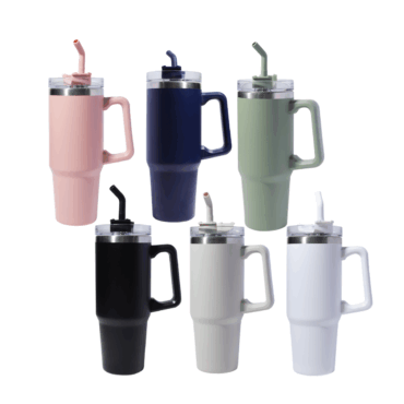 Stainless Steel Tumbler with Reusable Straw - 900ml