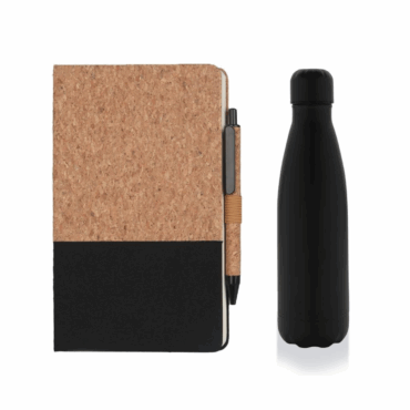 A5 Cork Notebook and Pen with Soft Touch Bottle Set