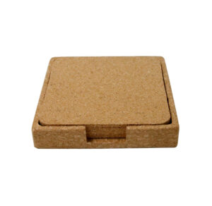 eco-neutral set of 4 Cork Coasters with Cork Stand
