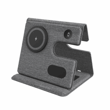 Foldable Recycled 3-in-1 Wireless Fast Charger Station - Black