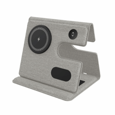 Foldable Recycled 3-in-1 Wireless Fast Charger Station - Grey