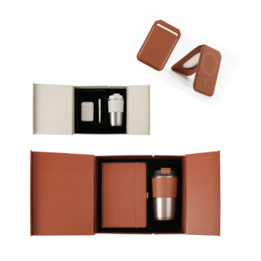 Elegant Gift Set with 420ml Stainless Steel Mug, PU Notebook & Metal Pen in Premium Leather Box